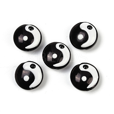 Yin-yang Theme Baking Paint Glass Beads LAMP-B028-01B-1