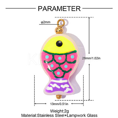 304 Stainless Steel with Glass Pendants GL-OY001-04G-03-1