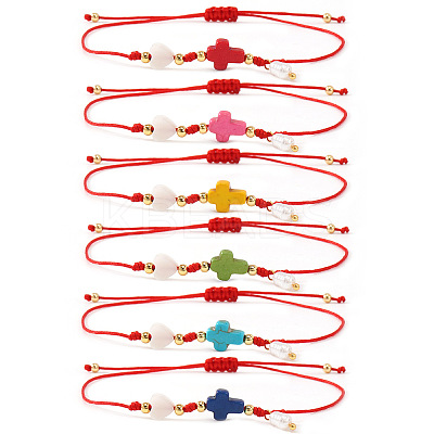 6Pcs Plastic Imitation Pearl Charm Bracelets GR7958-7-1