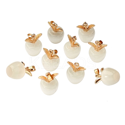 10Pcs Apple Gemstone Charm Pendant Crystal Quartz Healing Natural Stone Pendants Opal Buckle for Jewelry Necklace Earring Making Crafts JX526H-1