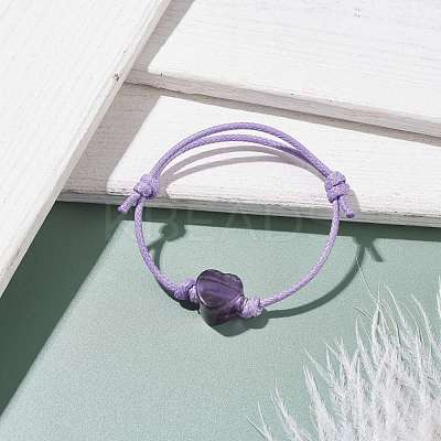 Natural Amethyst Heart Braided Cord Bracelet BJEW-JB07685-05-1
