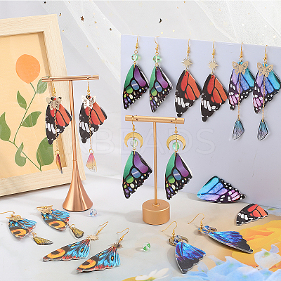 DIY Imitation Leather & Synthetic Moonstone Butterfly Dangle Earring Making Kits DIY-SC0026-33-1