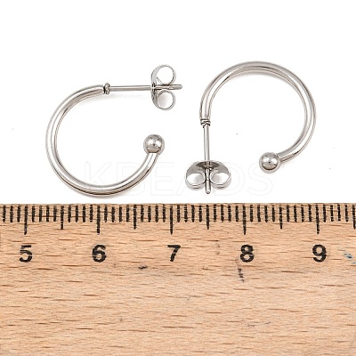 C-Shaped 304 Stainless Steel Stud Earrings EJEW-Z154-01P-02-1