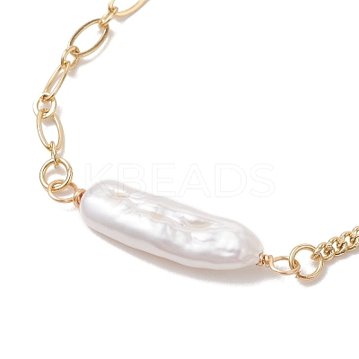 Natural Keshi Pearl Beads Slider Bracelets BJEW-JB13351-1