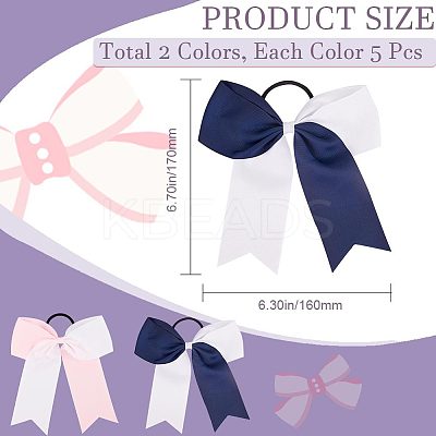 10Pcs 2 Colors Bowknot Polyester Elastic Hair Ties OHAR-GF0001-24-1