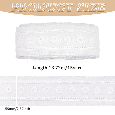Cotton Flower Pattern Embroidery Lace Ribbon OCOR-WH0078-166-1