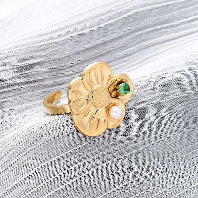 304 Stainless Steel Adjustable Cuff Rings for Women LS-RJEW-B126-05G-01-1