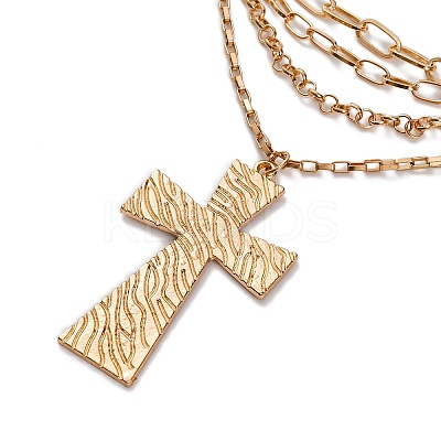 Alloy Multi Layered Necklaces for Women NJEW-U013-04G-1
