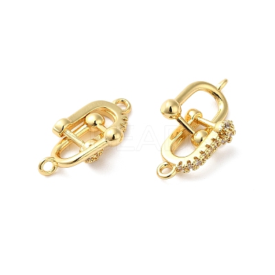 Rack Plating Brass Pave Clear Cubic Zirconia Connector Charms KK-O142-25G-1