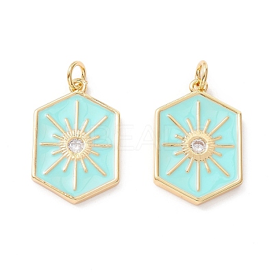 Brass Micro Pave Clear Cubic Zirconia Pendants ZIRC-Z019-44B-NR-1