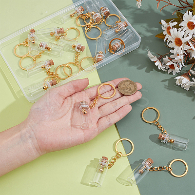 16Pcs Glass Bottle Keychains KEYC-NB00035-1