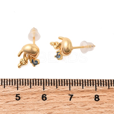 Brass Stud Earrings EJEW-C158-11A-G-1