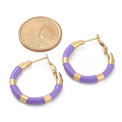 PVD Vacuum Plating 201 Stainless Steel Enamel Hoop Earrings for Women EJEW-B016-33D-1