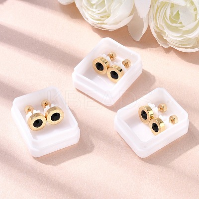 304 Stainless Steel Flat Round Stud Earrings EJEW-F396-01G-01-1