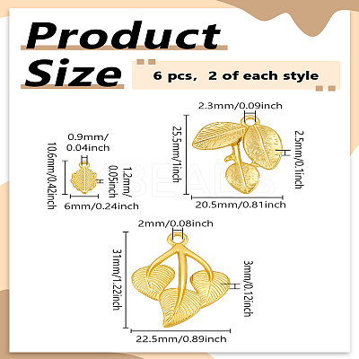 6Pcs 3 Styles Rack Plating Alloy Pendants FIND-LP0005-57-1