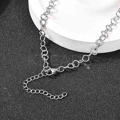 5MM 304 Stainless Steel Rhombus Link Chain Necklaces for Women Men NJEW-A054-02P-1