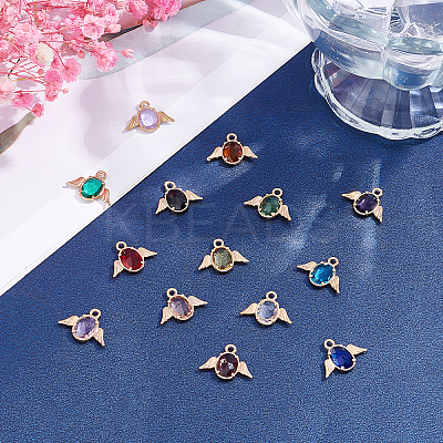 28Pcs 14 Colors Faceted Glass Pendants GLAA-PH0001-21-1