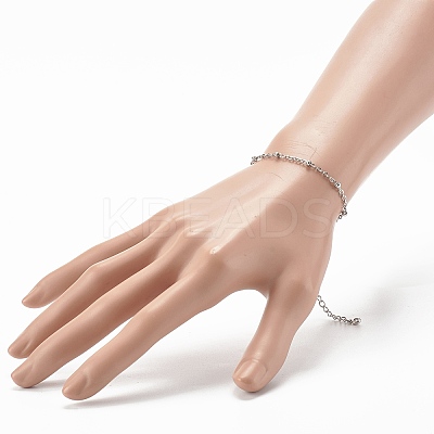 Tarnish Resistant 304 Stainless Steel Paperclip & Satellite Chains Bracelet Set X-BJEW-JB06524-1