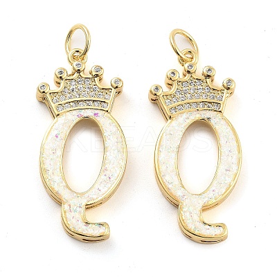 Brass Micro Pave Clear Cubic Zirconia Pendants KK-G498-01Q-02-1