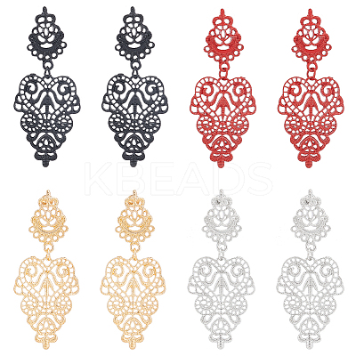 4 Pairs 4 Colors Alloy Dangle Stud Earrings for Women EJEW-AN0003-92-1