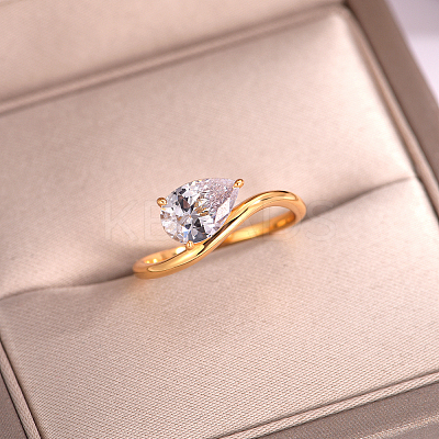 Brass Pave Single Cubic Zirconia Finger Rings for Women ZK8046-7-1
