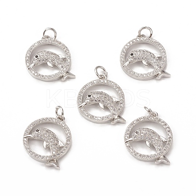 Brass Micro Pave Cubic Zirconia Pendants KK-E068-VB017-1