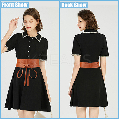 2Pcs 2 Colors Imitation Leather Wrap Around Waist Bands AJEW-CP0008-08B-1