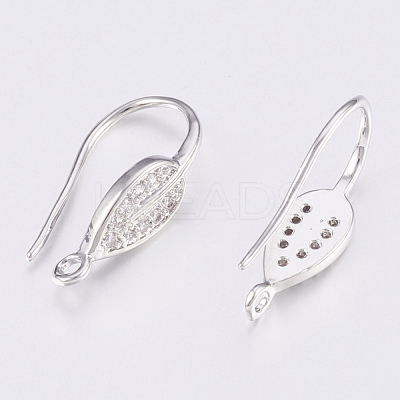 Brass Micro Pave Cubic Zirconia Earring Hooks X-ZIRC-K075-38P-1