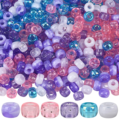 600Pcs 6 Colors Opaque & Tansparent Acrylic European Beads MACR-SC0002-02B-1