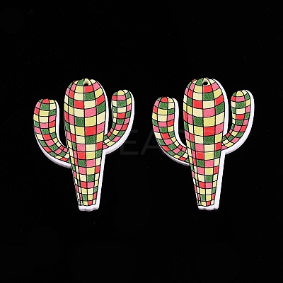 Printed Tartan Acrylic Pendants OACR-T028-04A-1