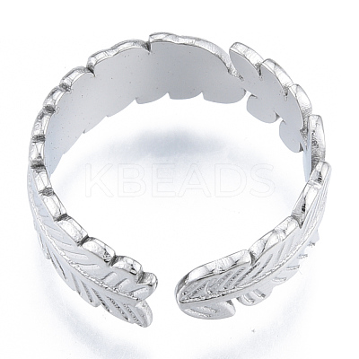 Non-Tarnish 304 Stainless Steel Leaf Cuff Rings RJEW-N038-126P-1