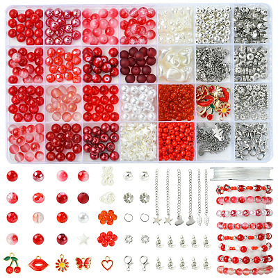 DIY Alloy Enamel & Glass & CCB Plastic Bracelets Jewelry Making Kits DIY-FS0007-51-1