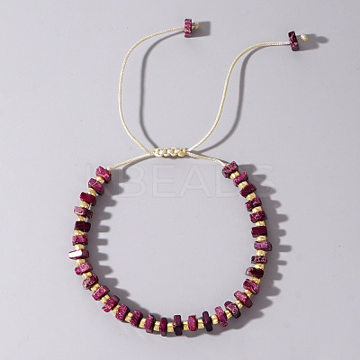 Adjustable Retro Boho Vintage Square Dyed Natural Imperial Jasper Braided Bead Bracelets for Women Men RP7679-12-1