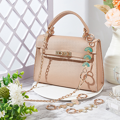 3Pcs 3 Colors Fan with Flower Alloy Enamel Link Purse Strap Extenders FIND-WR0009-38-1