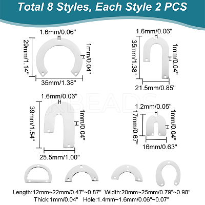 16Pcs 8 Style 201 Stainless Steel Chandelier Components Links STAS-UN0040-85-1