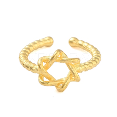 Matte Brass Star Open Cuff Rings for Women RJEW-L120-007G-1