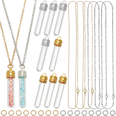 60Pcs 6 Styles Clear Glass Wish Bottle Pendants Set GLAA-SC0002-31-1