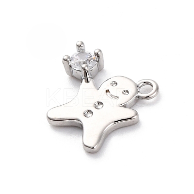 Rack Plating Brass with Cubic Zirconia Pendants KK-Q010-13P-1
