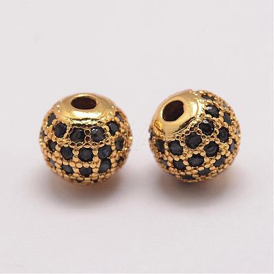 Brass Micro Pave Cubic Zirconia Beads ZIRC-E110-04G-1