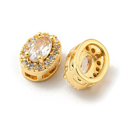 Brass Micro Pave Cubic Zirconia Beads KK-Q809-30G-1