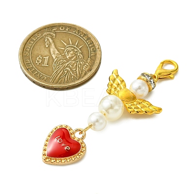 Angel ABS Plastic Imitation Pearl Pendant Decorations HJEW-JM02859-02-1