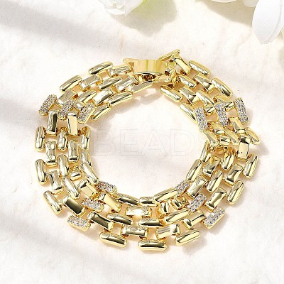 Brass Watch Band Chain Bracelets for Men Women BJEW-H630-11G-1