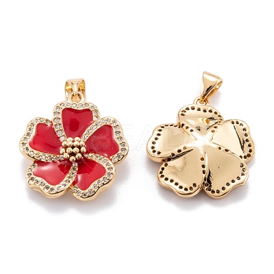 Real 18K Gold Plated Brass Micro Pave Clear Cubic Zirconia Beads Pendants ZIRC-M114-32G-E-1