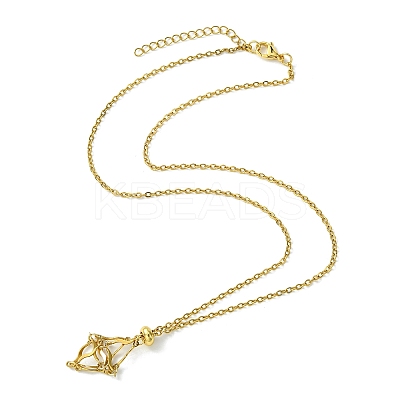 Crystal Cage Holder Necklace NJEW-JN04603-02-1