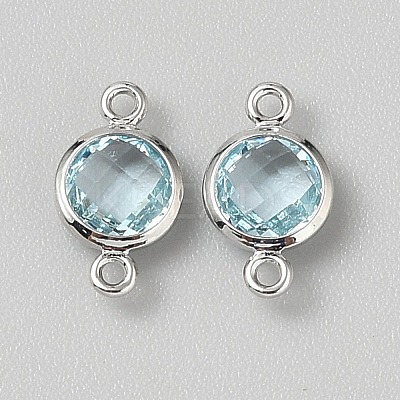 Faceted Glass Connector Charms GLAA-WH0031-48C-1-1