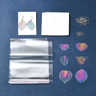 DIY Leaf 201 Stainless Steel Etched Metal Embellishments Dangle Earring Jewelry Making Kits DIY-FS0007-45-1