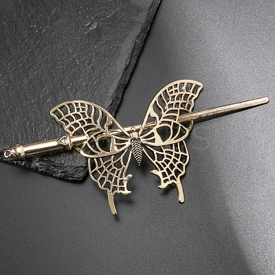 Tibetan Style Alloy Butterfly Hair Sticks PW-WGDEFD2-01-1
