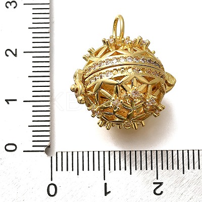 Rack Plating Brass Micro Pave Cubic Zirconia Bead Cage Pendants KK-M313-12G-02-1