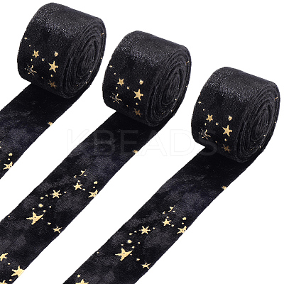 3M Double Sided Star Gold Stamping Flannelette Ribbons for Sewing Craft SRIB-GF0001-55C-1