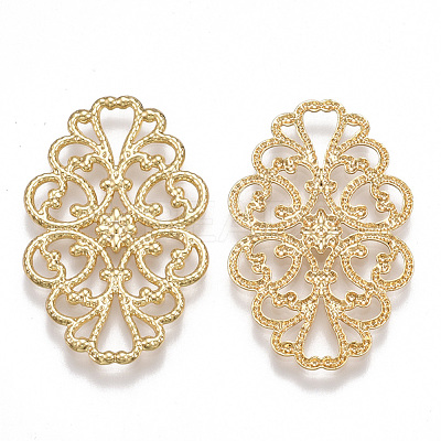 Brass Filigree Joiners Links KK-T038-85G-1